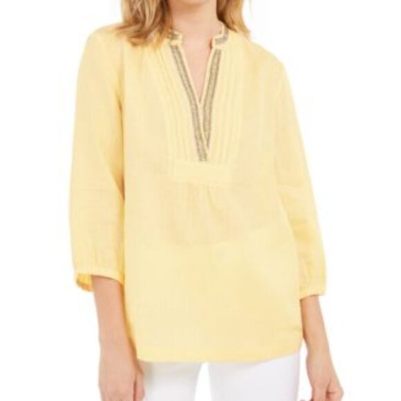 Charter Club Linen Top L Beaded 679 - Picture 1 of 8